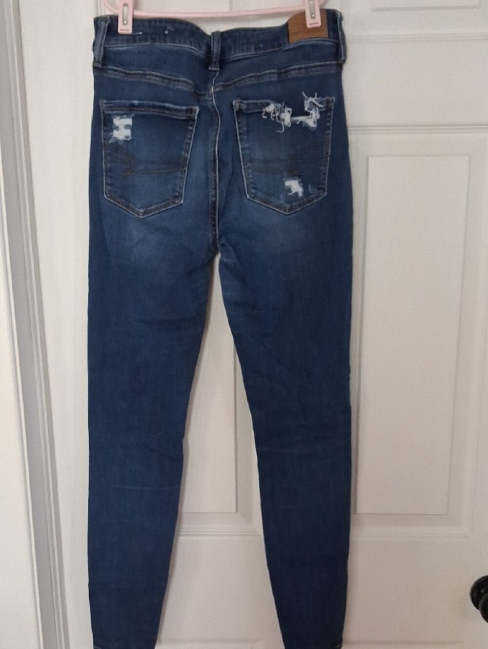 American Eagle Outfitters Dark Blue Ripped Skinny Jeans - Picture 2 of 4
